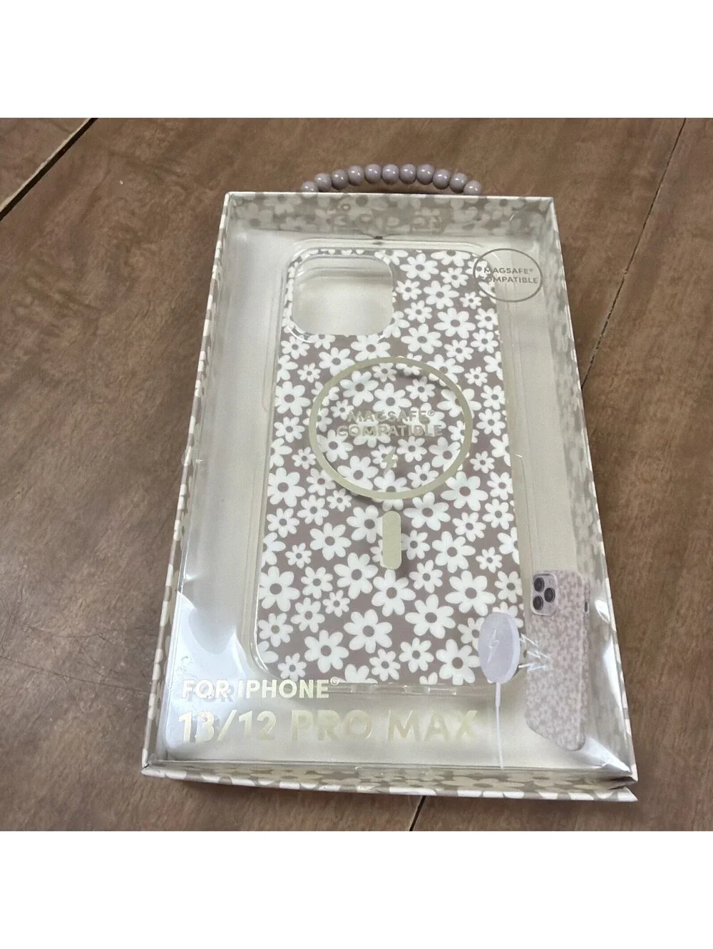 XO Poppy iPhone 13/12 Pro Max Magsafe Compatible Brown/Tan Flowers Durable Case